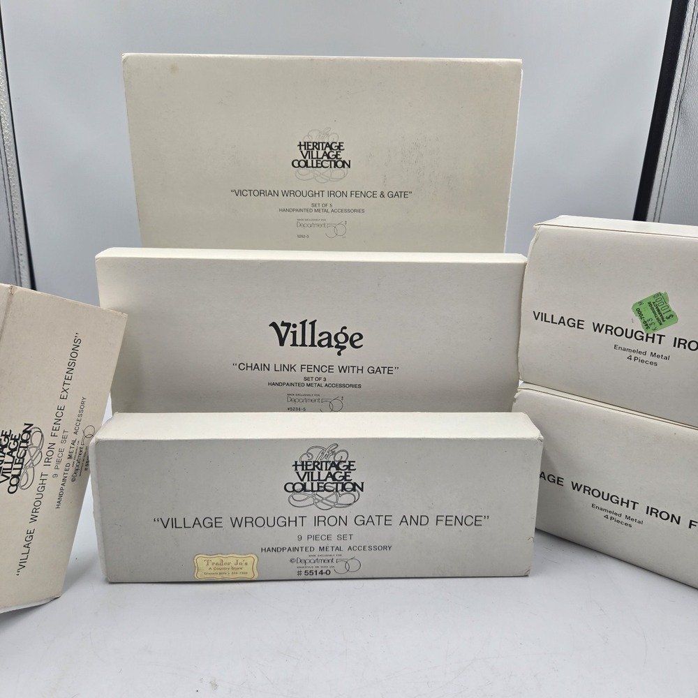 Vtg Dept 56‎ Mixed Lot Village Wrought Iron Gate and Fence & Estensions In Box